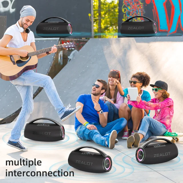ZEALOT S97 80W Wireless speaker, Outdoor Portable Subwoofer Speaker, Hifi Sound quality,Dual Pairing, Fast Charging,16000mAh.