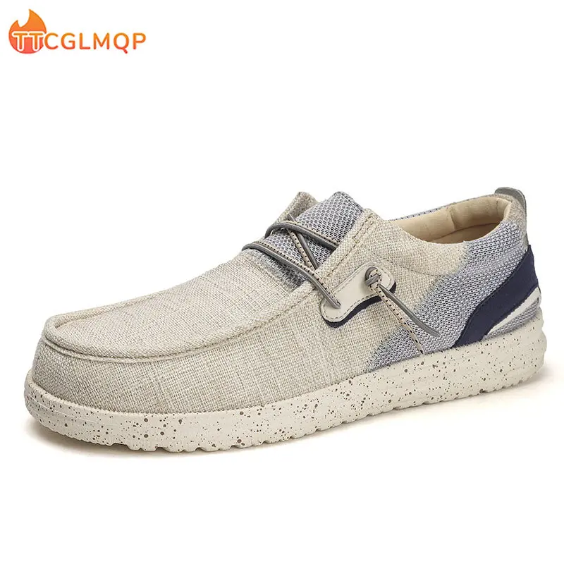 Outdoor Men's Canvas Boat Shoes 2023 New Summer Men Slip on Loafer