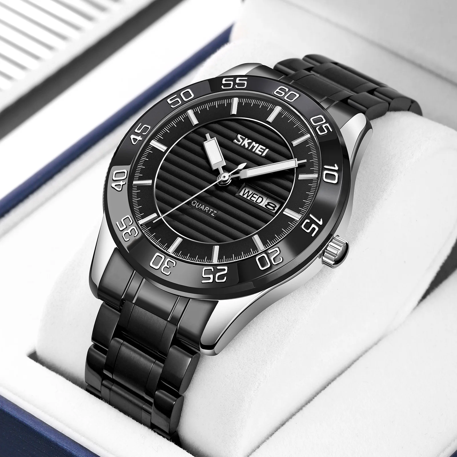 SKMEI Mens Watches Quartz Movement Easy to Read,Analog Date,Reinforced Leather Strap,30M Waterproof Fashion Business Wrist Watch for Men SKMEI Military Sports Movement Quartz Watches Fashion Time