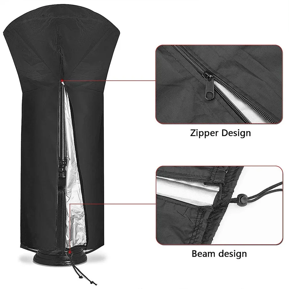210D Oxford Cloth Fan Heater Cover Black Umbrella Garden Patio Waterproof Air Energy Heater Cover 2