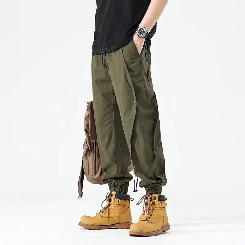 New Spring and Autumn Fashion Brand American Retro Splicing Work Clothes with Loose Feet and Versatile Comfortable Casual Pants