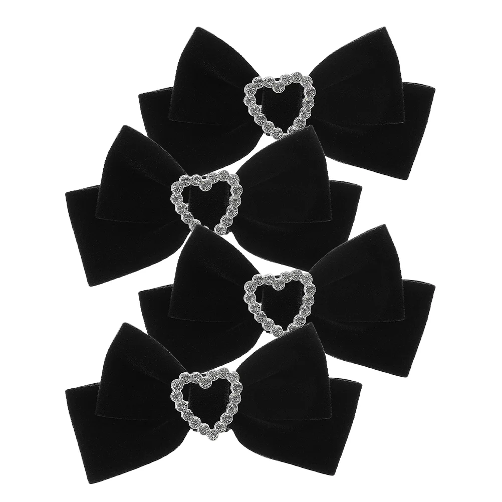

2 Pairs Velvet Children's Hair Clip Tiara Cute Bow Love for Little Girl Metal Big Clips Toddler Accessories