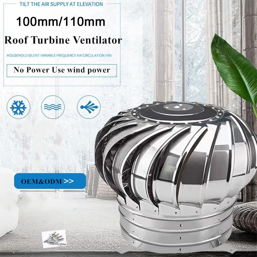 100Mm 110Mm Stainless Steel Non Power Roof Ventilator Wind Turbines Attic Air Vent Ventilating Fan 100Mm 110Mm Stainless Steel Non Power Roof Ventilator Wind Turbines Attic Air Vent Ventilating Fan