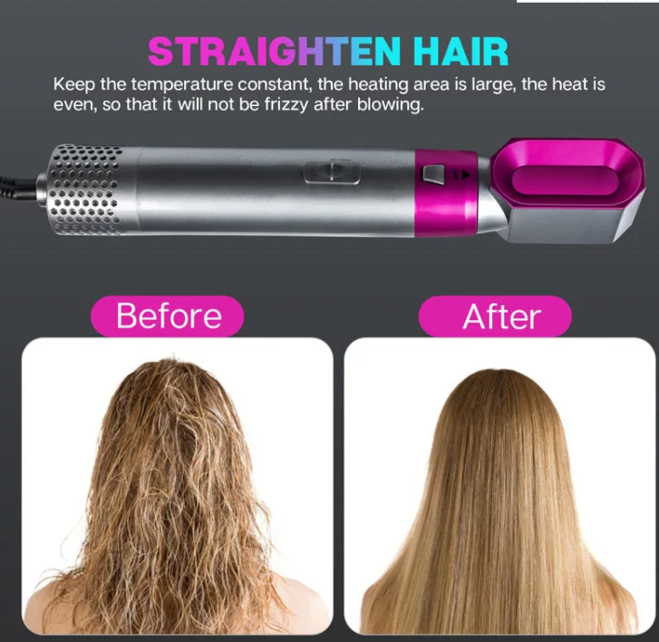 5 In 1 Big Wave Formers Hot Wind Care Rollers Wet and Dry Hair Dryer 1000W Auto Rotating Hair Curler Iron