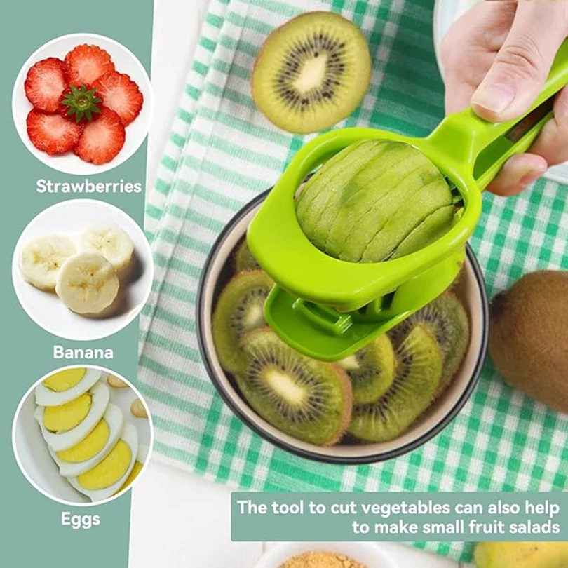 Stainless Steel Egg Slicer Handheld Mushroom Kiwi Divider Tomato Cutter Multifunction Slicing Fruit Vegetable Mold Kitchen Tool
