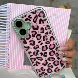 Custom Retro Pink Leopard Print Polka Dot Phone Case with Resin Finish - Galaxy S23 Ultra (A01)