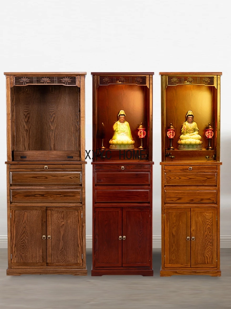 

Altar Household New Chinese Style Simple Solid Wood God Of Wealth Clothes Closet Avalokitesvara Buddha Cabinet Buddha Table