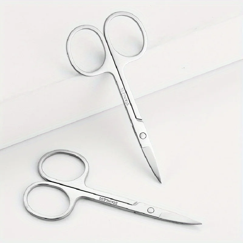 1/2pcs Stainless Steel Eyebrow Scissors, Precision Sharp Facial Hair Trimmers For Women's Eyebrows, Nose & Men's Beard Grooming 5