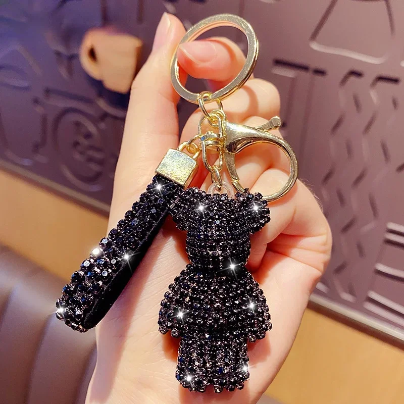 High quality faux diamond animal key chain belt car key box pendant Fancy Faux Diamond Bear Key chain bag pendant 4