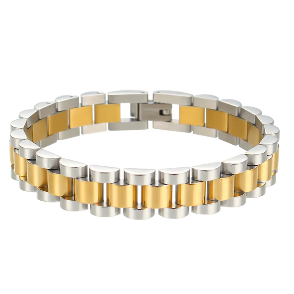 Stainless Steel Silver-Tone Bracelet - Hip Hop Fashion Jewelry Accessory