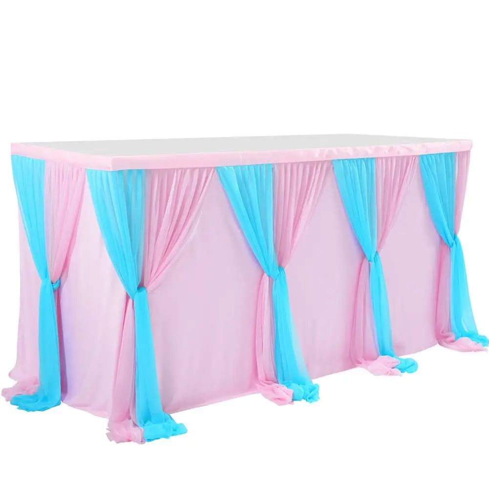 Decorative Table Skirt Pink Blue 2 Color Tulle Tablecloth for Baby Shower Birthday Party Wedding Decor Hot Sale