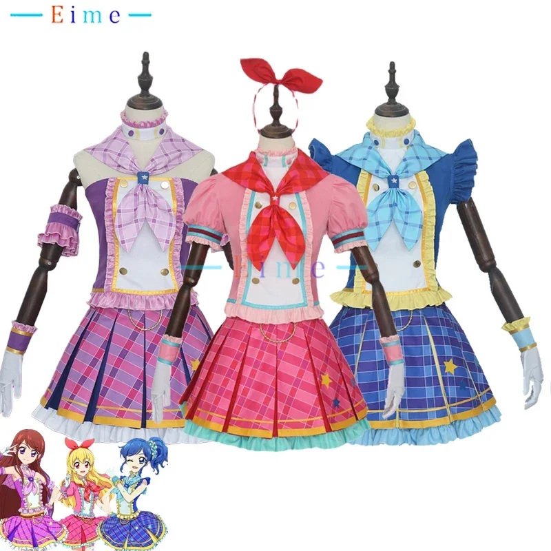 

Костюм для косплея Aikatsu Series, костюмы для косплея Hoshimiya Ichigo Kiriya Aoi Shibuki Ran, искусственное аниме, индивидуальный пошив