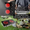 Electric Cooktop 110V, Portable Electric Stove with Handle, Knob Control Electric Hot Plate, Ceramic Infrared Countertop Burner, 5