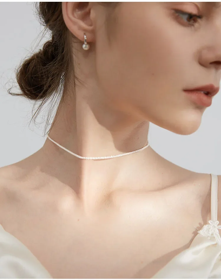 Choker Necklace 925 Sterling Silver Women Fine Jewelry Wedding Party Birthday Gift
