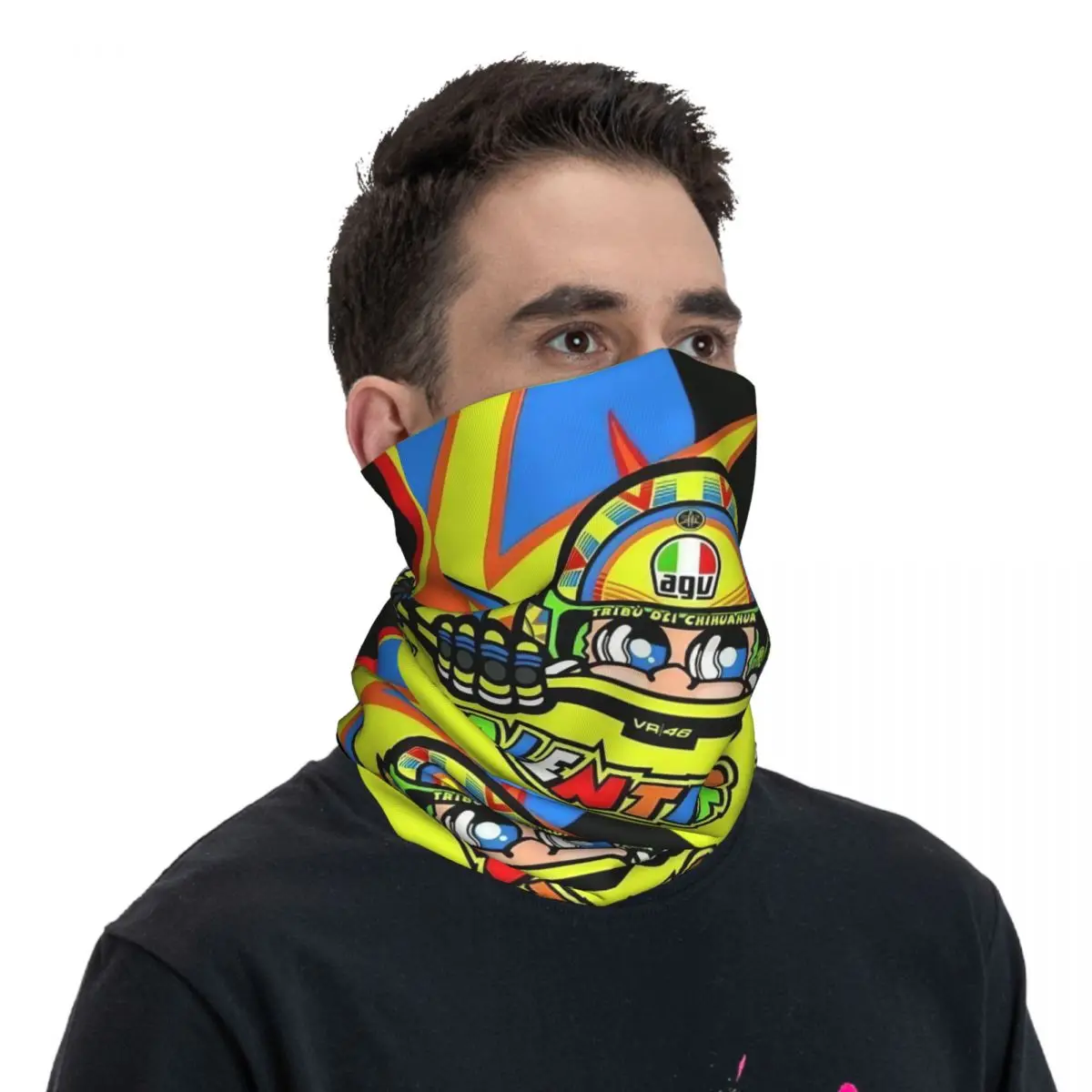 Motorcycle bandana racing neck cover printed Rossi balaclavas wrap scarf warm headwear unisex adult washable
