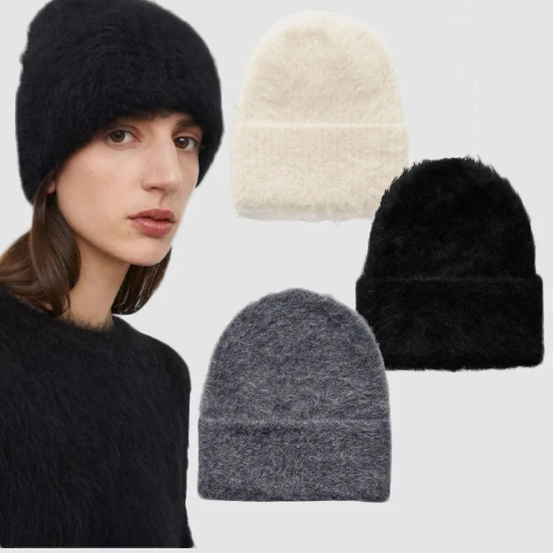 

Women's Alpaca Blended Brim Hats, Knitted Woolen Hat, High Quality, Female, Autumn, Winter, New