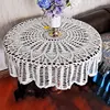 YOMDID Round Handmade Crochet Openwork Tablecloth Cotton Lace Mat Placemat Tablecloth Home Wedding Valentine's Day Decoration 2