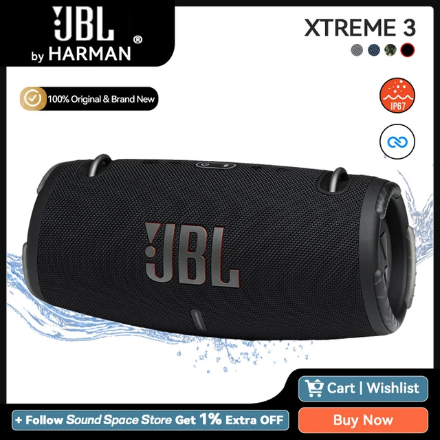 Bocina portátil con correa JBL Xtreme 3 - color negro - Musical
