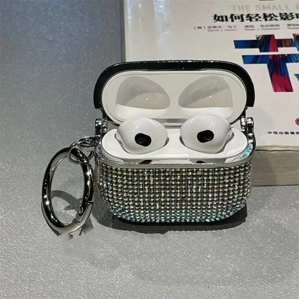Sparkling Rhinestone Bling Hard Plastic Earphone Case with Hook - Elegant Gift
