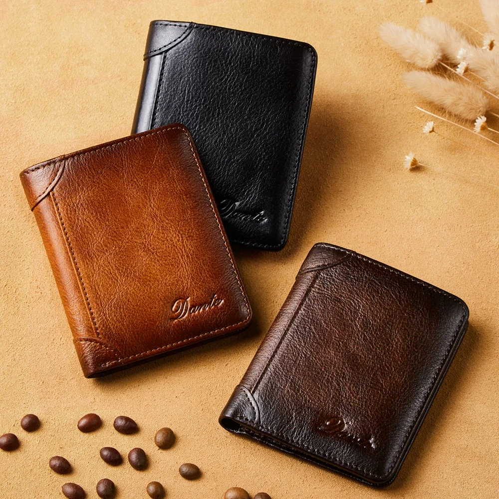 Men's wallet, top grade leather retro casual, mini coin wallet, anti-theft and anti brush, small passport bag, made of cowhide