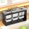 1pc Stainless Steel Multifunctional Kitchen Utensil Holder with Drainage and Transparent - Chopsticks, Knives, Forks & Spoons 5