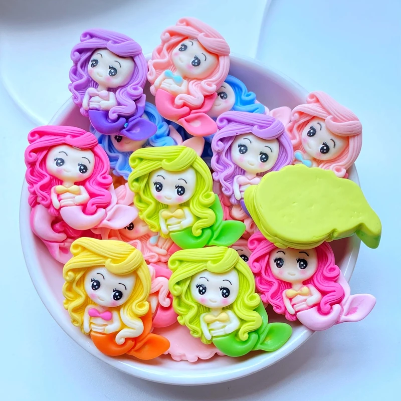 10Pcs The Mermaid Princess Flat Back Resin Cabochons Scrapbooking DIY Jewelry Craft Decoration Accessorie ornament crafts resin ornaments miniature ornament resin crafts