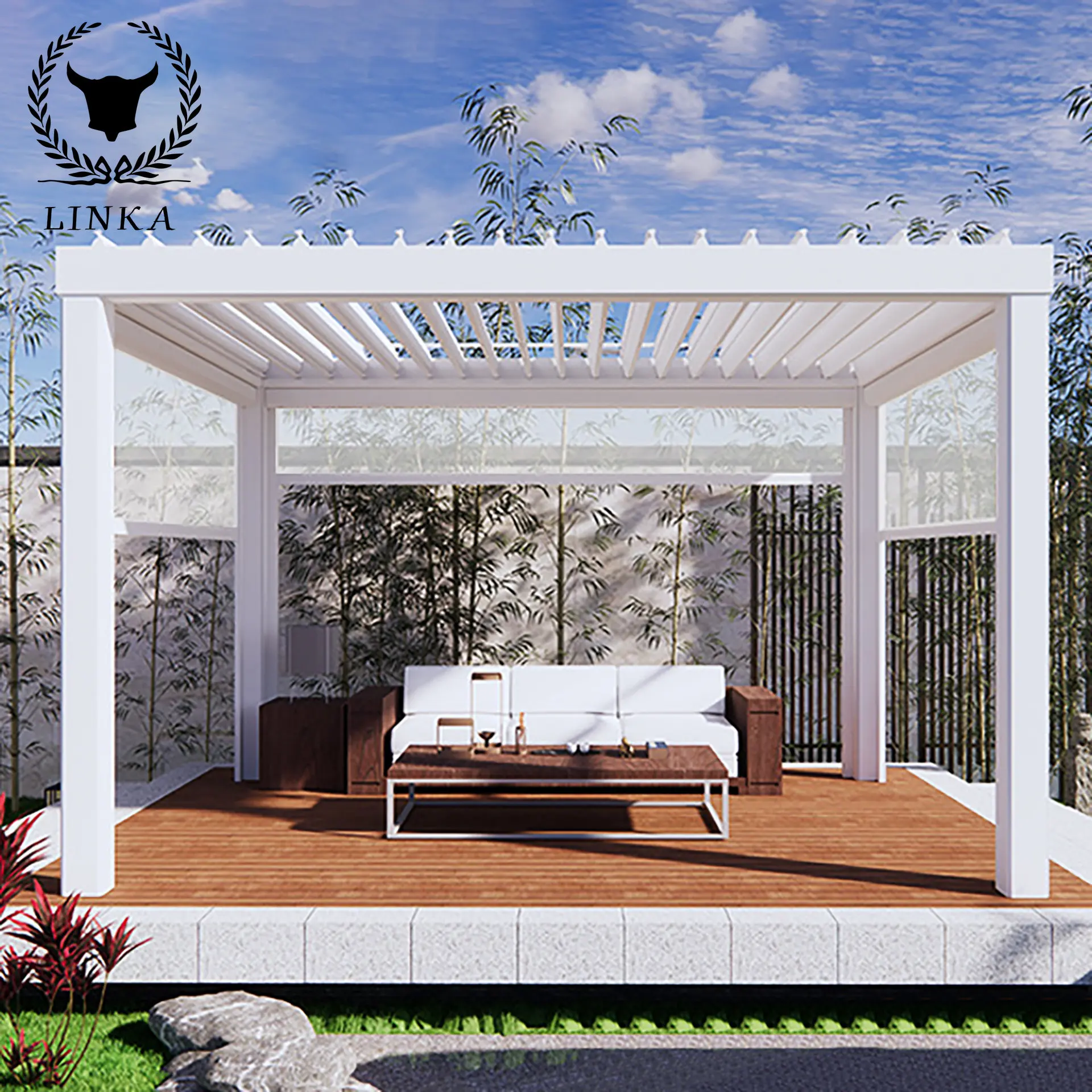 

Aluminum Alloy Electric Louver Gazebo Garden Landscape Villa Garden Garden Is Suitable for Leisure Gazebo in Outdoor Courtyards