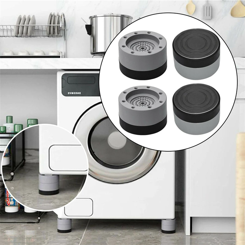 4Pcs Washing Machine Anti Vibration Pads Universal Dampers Fixed Base Lifting Rubber Feet Anti Slip Mute Furniture Leveler