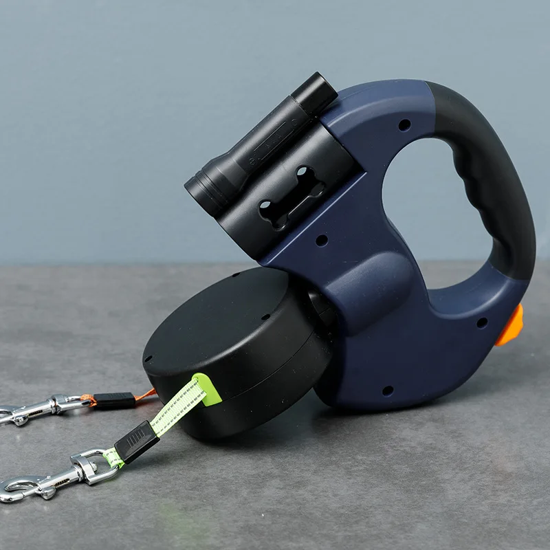 Dual Dog Leash with LED and Reflective Leads - Tangle-Free and Retractable