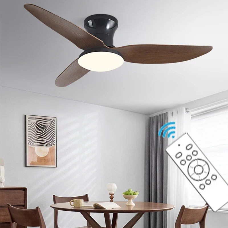 LED Ceiling Fan Lights Modern Led Ceiling Fan Lights DC Motor 6 Speeds Timing Fans Low Floor Loft Remote Control Fan With Lights Bedroom Dining room