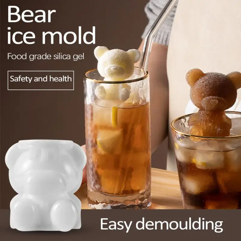 Silicone Bear Ice Cube Mold Fun Shapes for Whiskey, Cocktails