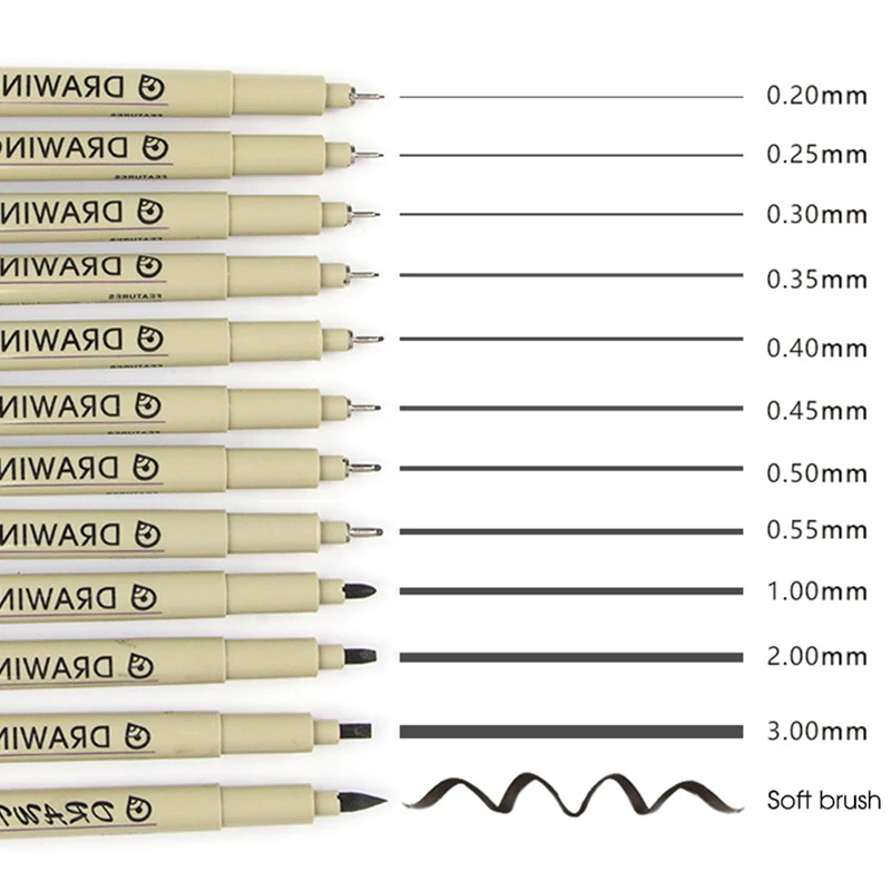 1Pcs Charting Waterproof Fine Line Sketching Markers Different Tip Black Fineliner Art Stylographs Drawing Pens LT-112 3