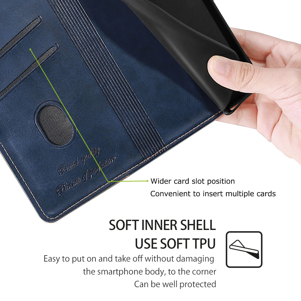 Elegant Business Book Style Multi Card Leather Flip Kickstand Case Cover