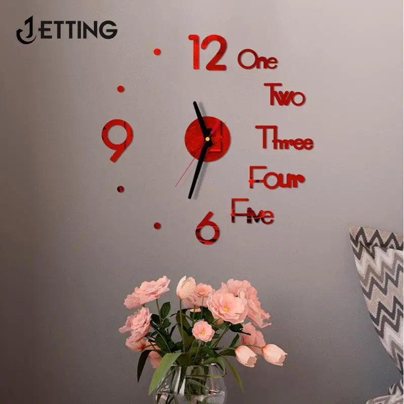3D Mirror Wall Clock Modern Design Creative Acrylic Quartz Wall Clocks Stickers Room Home Decor DIY