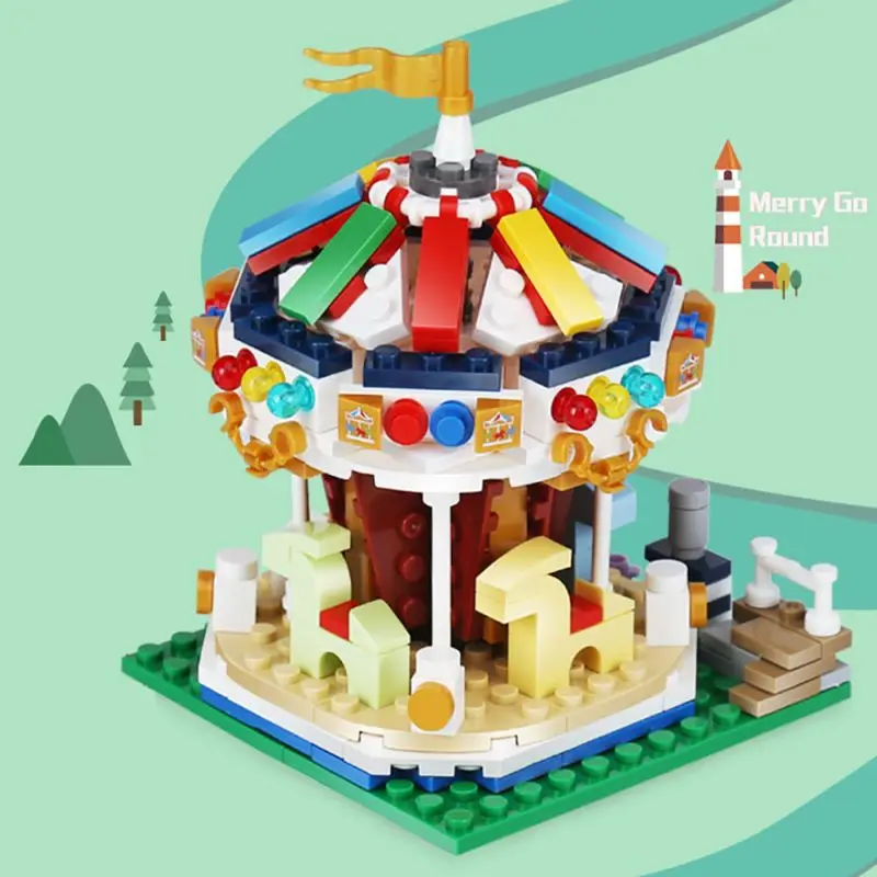 Mini Park rozrywki klocki do budowy diabelski młyn klocki karuzela Model statek piracki duże kołyszące się klocki do samodzielnego montażu 3 Mini Park rozrywki klocki do budowy diabelski młyn klocki karuzela Model statek piracki duże kołyszące się klocki do samodzielnego montażu - Image 3