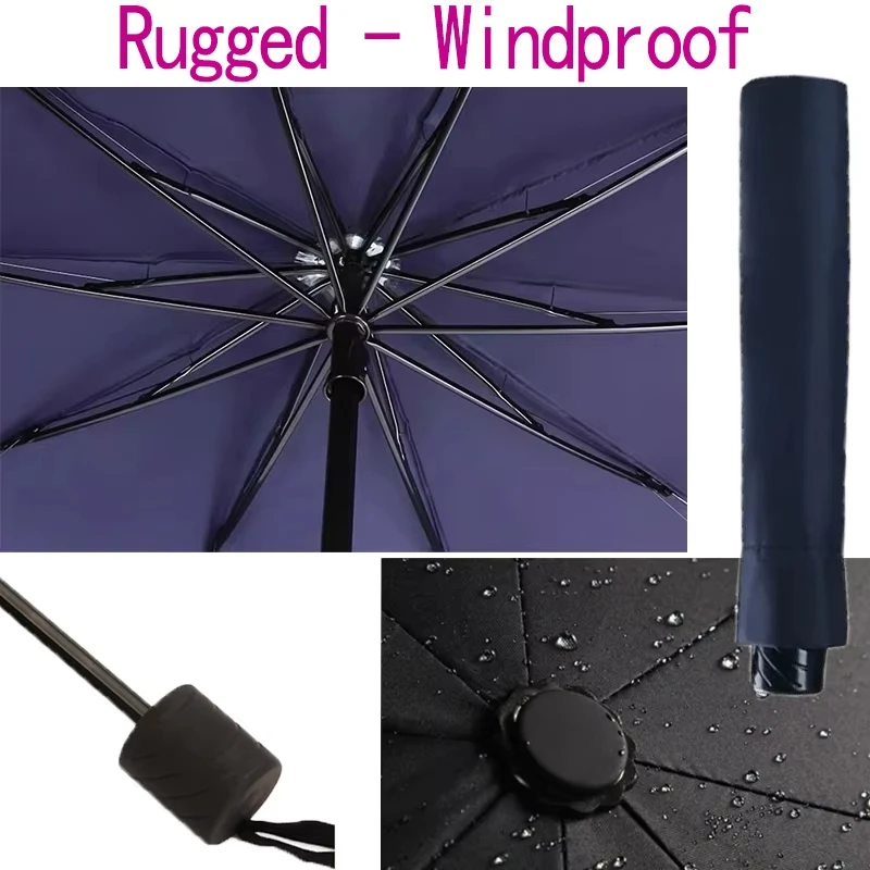 Windproof Umbrella 130cm/51.18in Men Rain Woman Windproof Large Folding Umbrella Outdoor