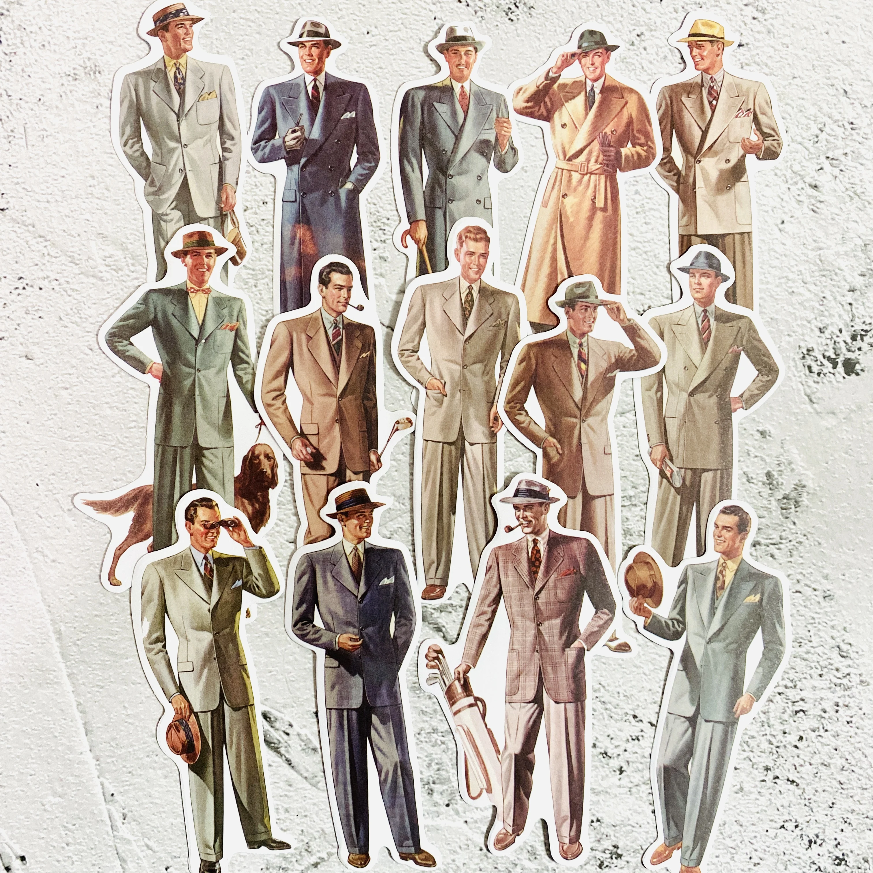 14PCS Vintage Gentleman Stickers DIY Scrapbooking Journal Collage Phone Diary Album Happy Planner Decoration