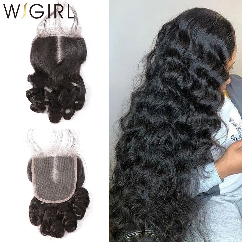 

WIGIRL 8-20 дюймов Свободные глубокие волны 100 плотность бразильские человеческие волосы Remy 4x4 кружевная застежка бесплатно/средняя часть с отбеленные узлы