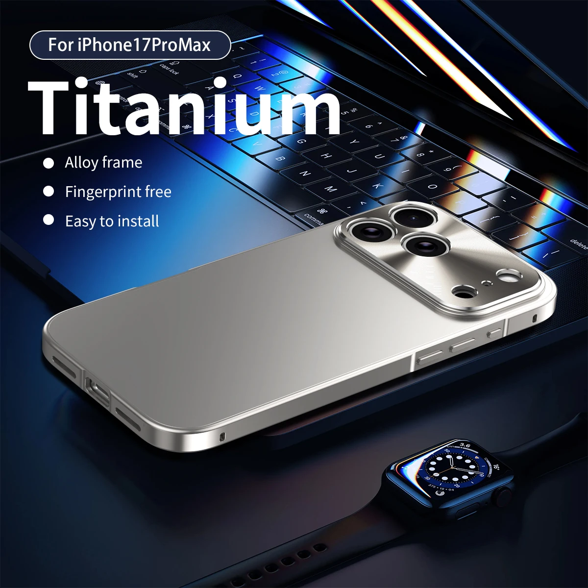 Magnetisch schließender Aluminiumrahmen mit Kunststoffrückseite und Metallgehäuse für iPhone 18 Pro Max 17 ProMax iPhone 16 15 14 ProMax Stoßfeste Hülle – Detail 13