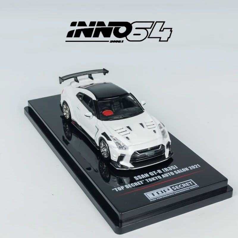 Modelo A Escala 1:64 INNO64 Nissan GT-R R35 Top Secret Blanco - Edición Salón De Tokio 2021