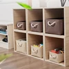 1Pc Beige/Grey Folding Storage Basket Linen Storage Fabric Wardrobe Office Bedroom Closet Toys Laundry Basket With Handle 3