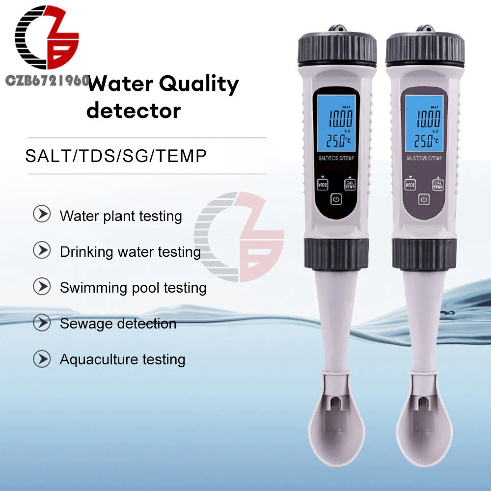 

4 In 1 LCD Display Digital Water Quality Tester Meter Salt/TDS/SG/Salinity/Temperature Brine Hydrometer Salt/EC/SG/Temp Detector