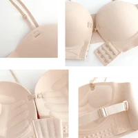 Soutiens-gorge sans bretelles à fermeture avant pour femmes, soutien-gorge push-up sans couture, optique douce, sous-vêtements solides, lingerie invisible réglable 5