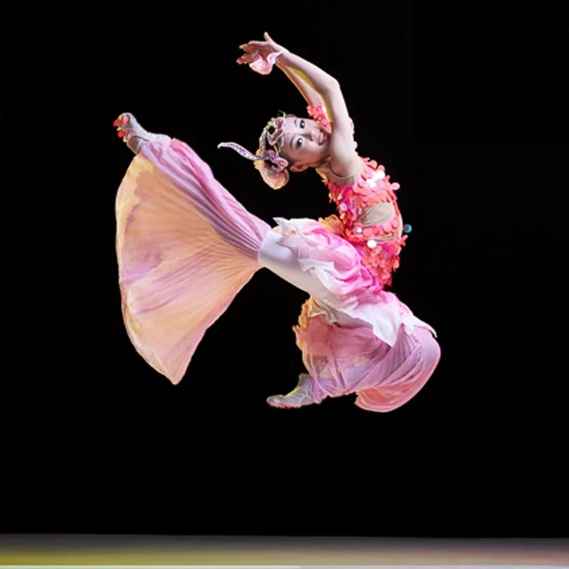New Children' Dai Classical Belly Dance Fish Leaping Dance Dress Fish Singing Mermaid Sparkling Performance Costume Pants Skirt