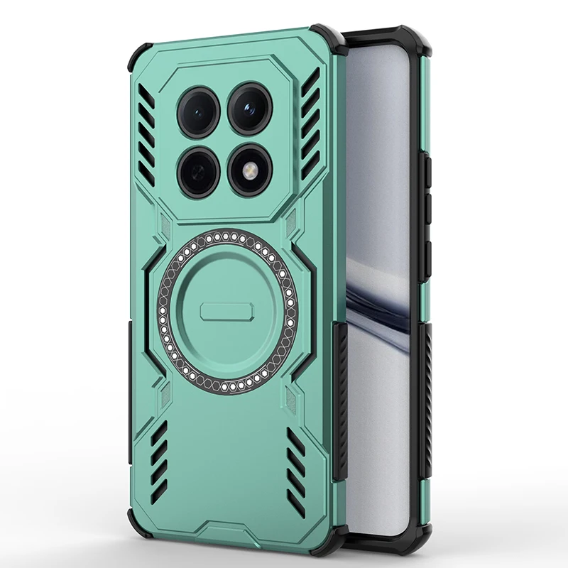 Hollow Vent Heat Dissipation Rugged Armor Shockproof Magnetic Phone Case