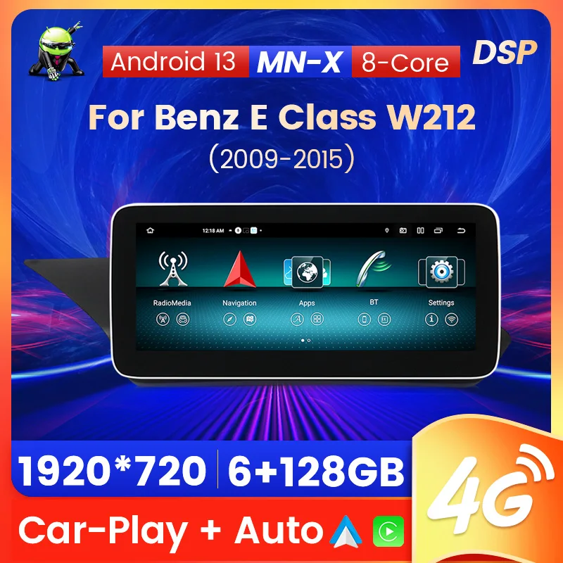 

2Din Автомагнитола 6G+128G Для Mercedes-Benz E Class W212 W207 C207 ML W166 Android 13 Навигация GPS Мультимедиа Видео Плеер Беспроводной Carplay