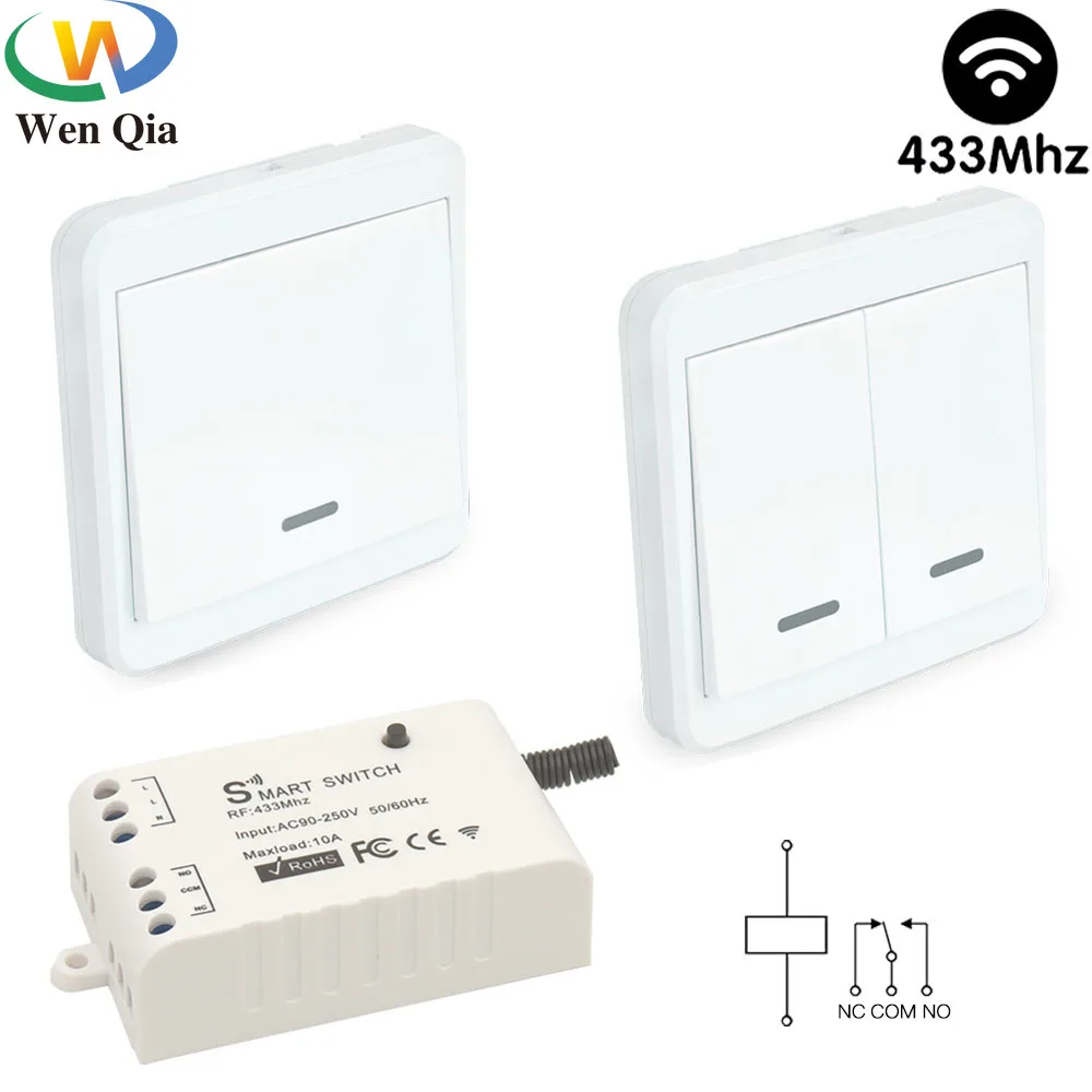 Smart Push Button Switch 433MHz Wireless Light Switch Remote Control