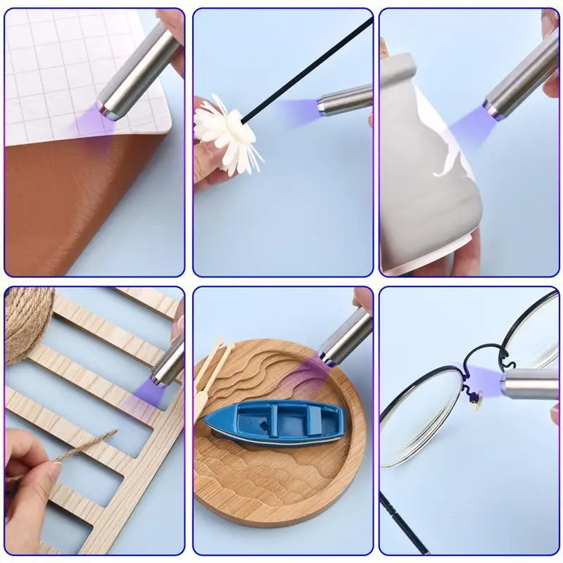 Description Picture 5 of itemUV Bonding Welding Glue Kit Fix Liquid Quick-Drying Hard UV Glue Ultraviolet Curing For Bonding Glass Metal Wood DIY Craft Decor