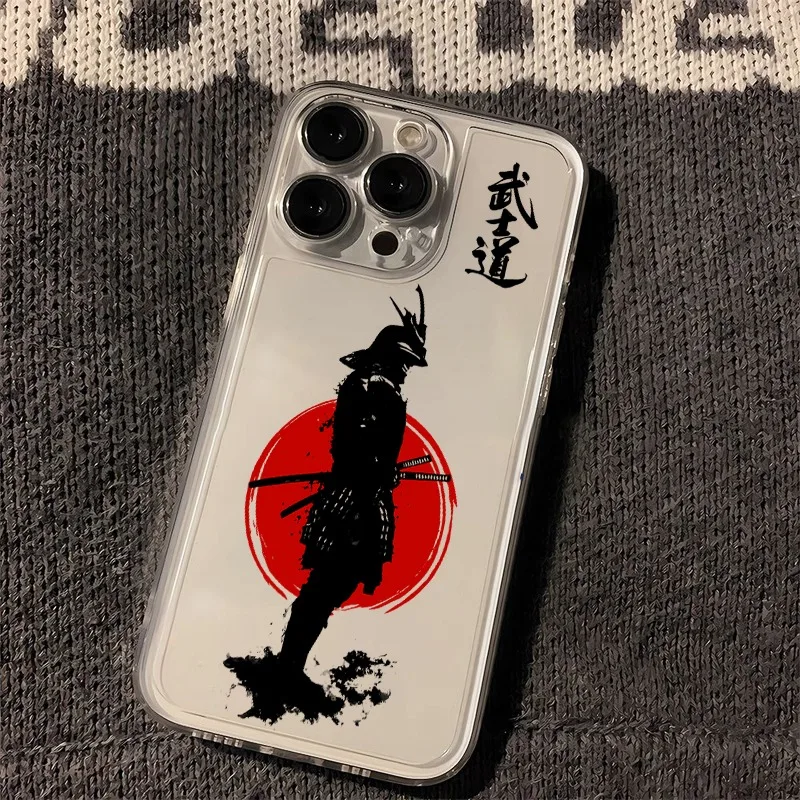 Japan Ghost Face Samurai Shockproof Transparent Phone Case