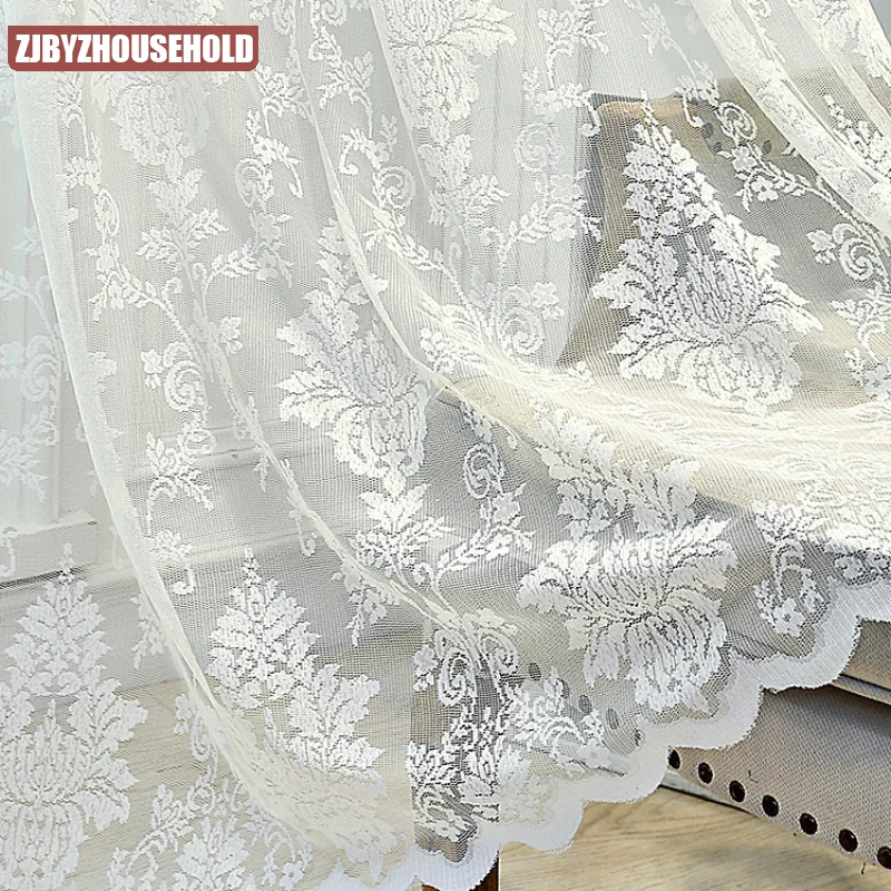 

White Tulle Curtains for Living Room Bedroom Balcony European-Style Window Mesh Yarn Sheer Window Girl Lace Princess Drapes